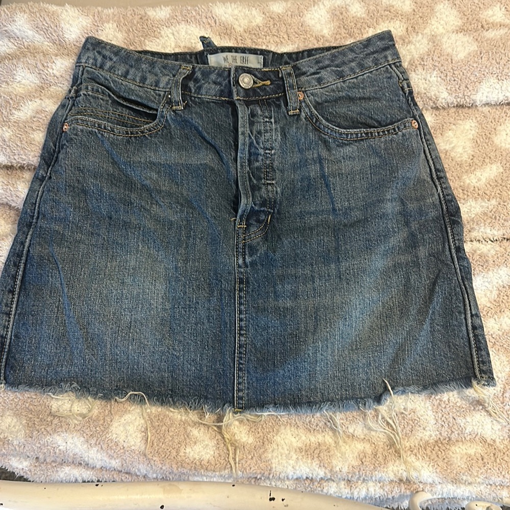 Free People Adjustable Mini Jean Skirt